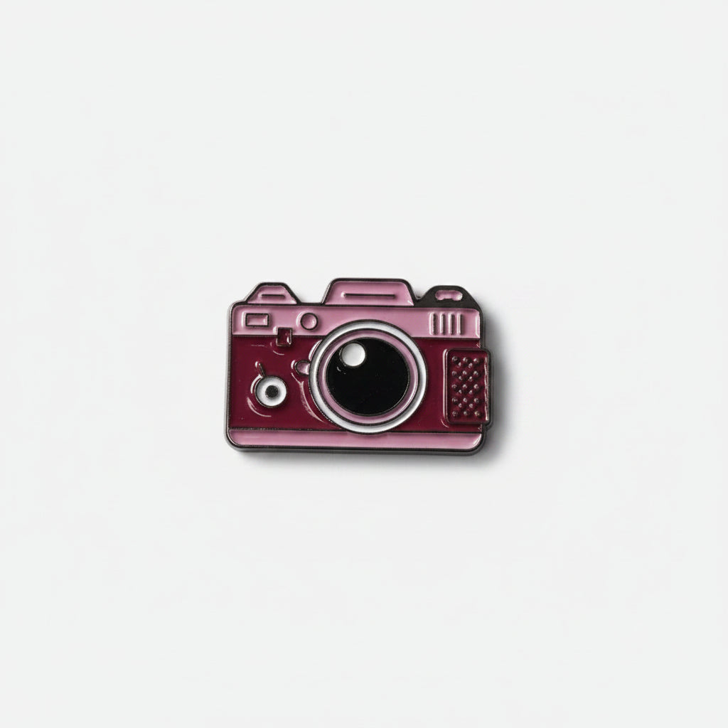 Pink Camera Phone Metal Sticker