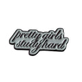Pretty Girls Study Hard Phone Metal Sticker